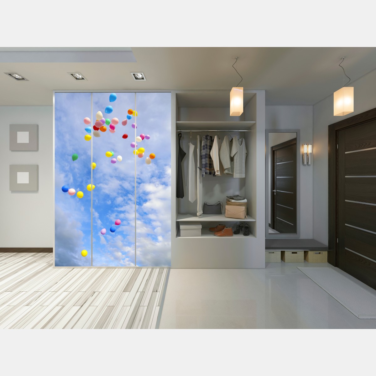 Schrankaufkleber bunte luftballons steigen in den himmel – Wallnifity® Schrankaufkleber bunte luftballons steigen in den himmel – Wallnifity®