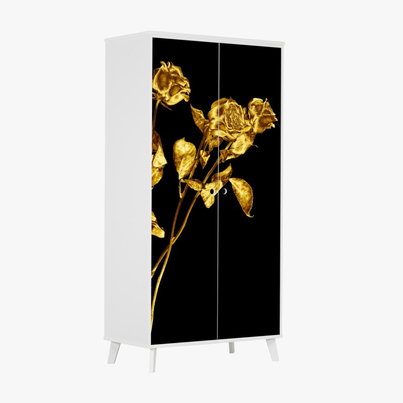 Schrankaufkleber goldene spiralförmige fraktalstruktur – Wallnifity®