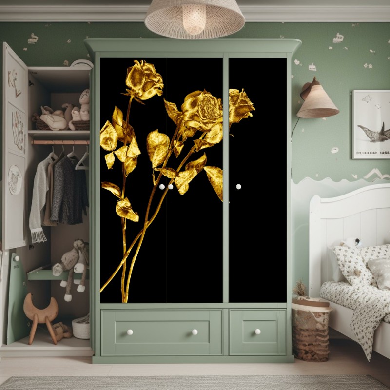 Schrankaufkleber goldene spiralförmige fraktalstruktur – Wallnifity®