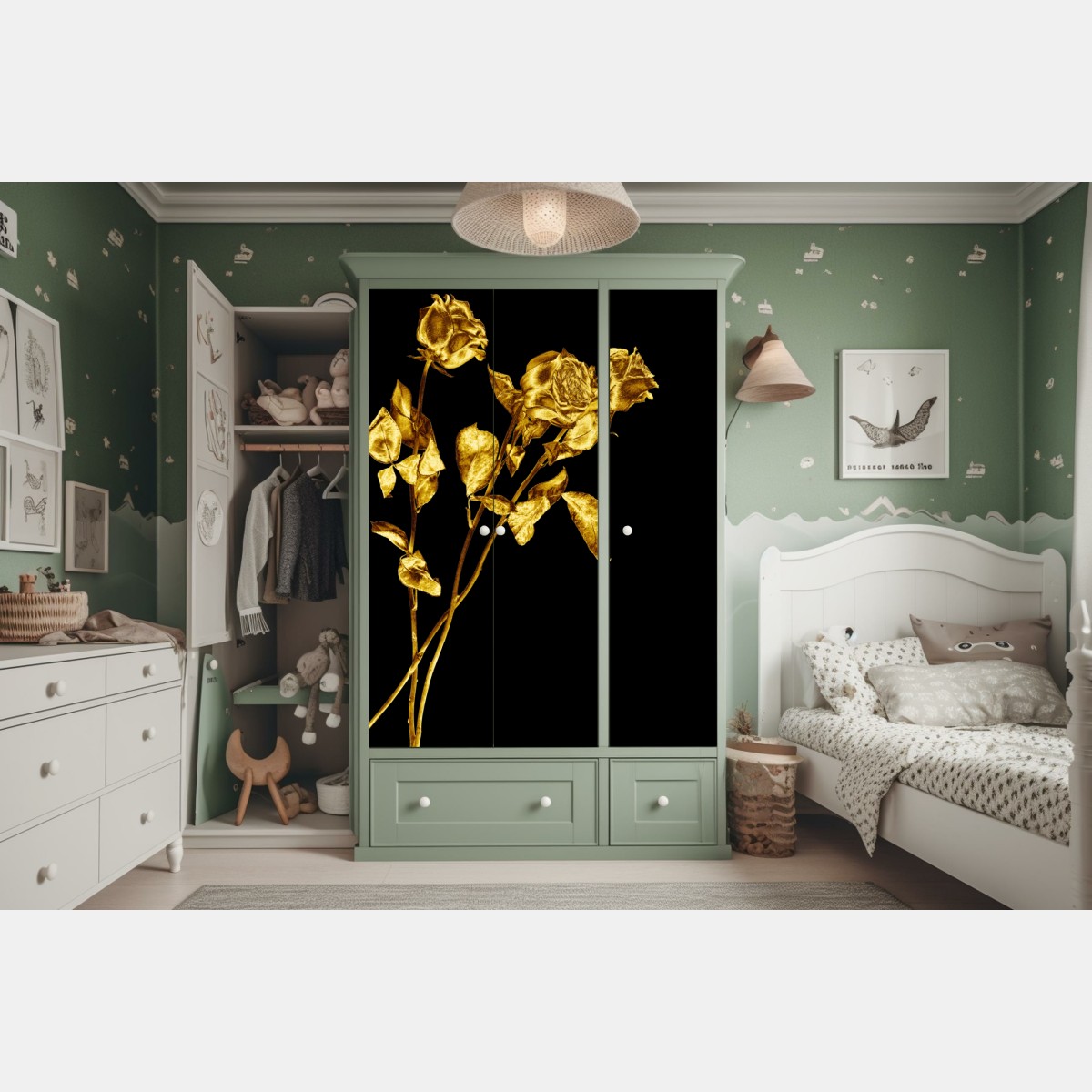 Schrankaufkleber goldene rosen vor schwarzem hintergrund – Wallnifity® Schrankaufkleber goldene rosen vor schwarzem hintergrund – Wallnifity®