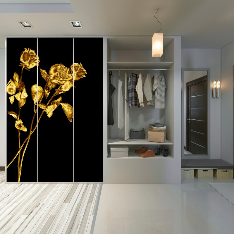 Schrankaufkleber goldene rosen vor schwarzem hintergrund – Wallnifity® Schrankaufkleber goldene rosen vor schwarzem hintergrund – Wallnifity®