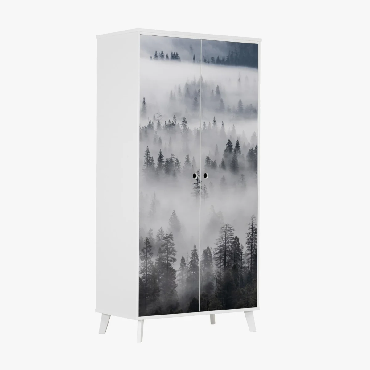 Schrankaufkleber nebeliger kiefernwald – Wallnifity® Schrankaufkleber nebeliger kiefernwald – Wallnifity®