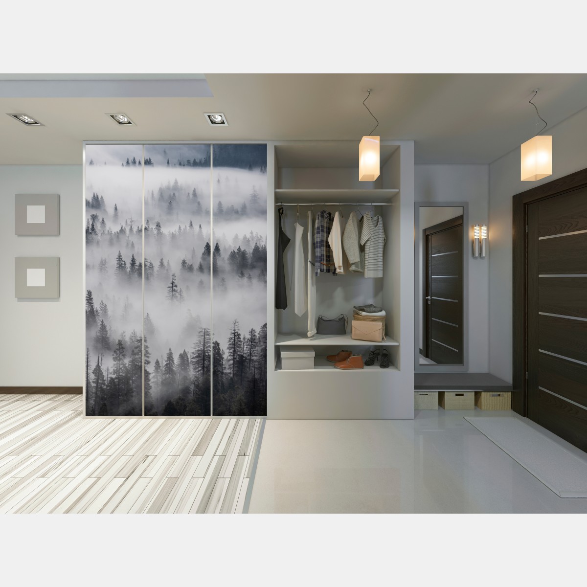 Schrankaufkleber nebeliger kiefernwald – Wallnifity® Schrankaufkleber nebeliger kiefernwald – Wallnifity®