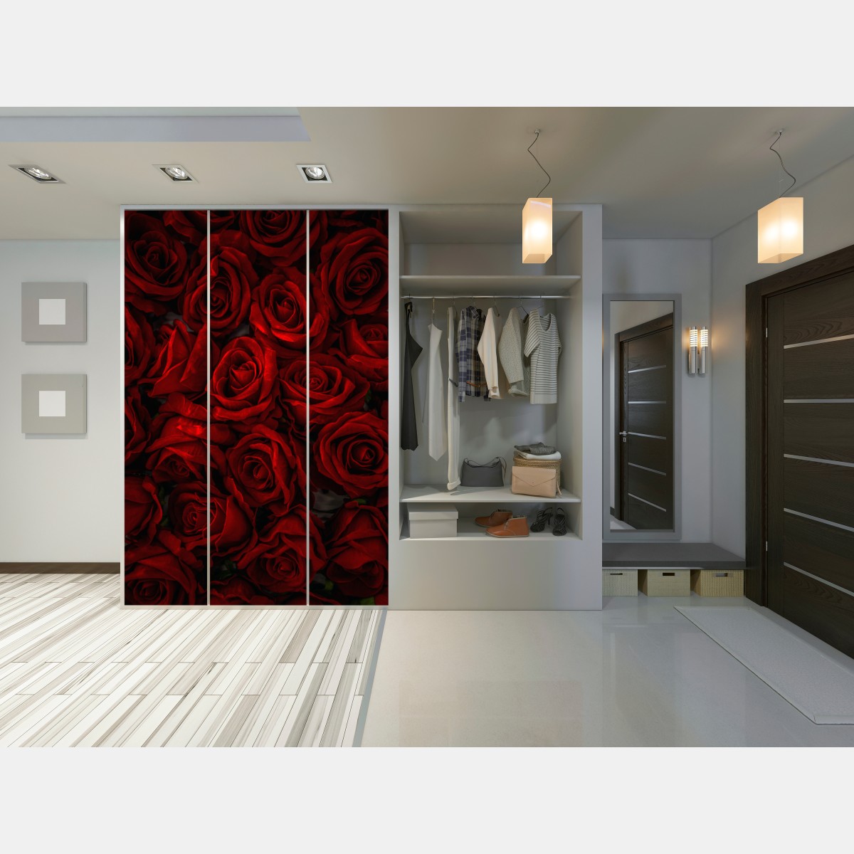 Schrankaufkleber intensive rote rosen nahaufnahme – Wallnifity®