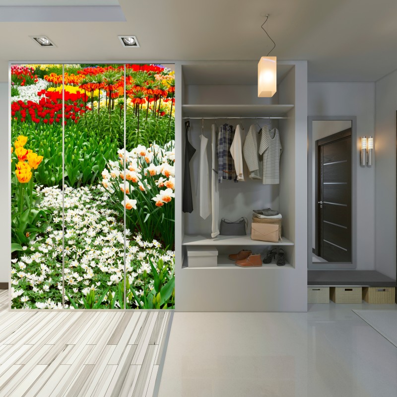 Schrankaufkleber lebendiger frühlingsblumengarten – Wallnifity® Schrankaufkleber lebendiger frühlingsblumengarten – Wallnifity®