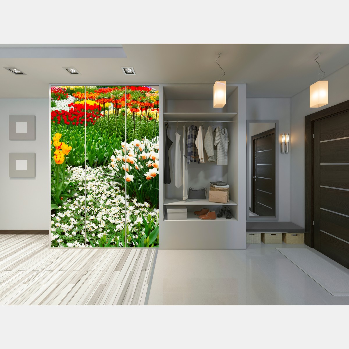 Schrankaufkleber lebendiger frühlingsblumengarten – Wallnifity® Schrankaufkleber lebendiger frühlingsblumengarten – Wallnifity®