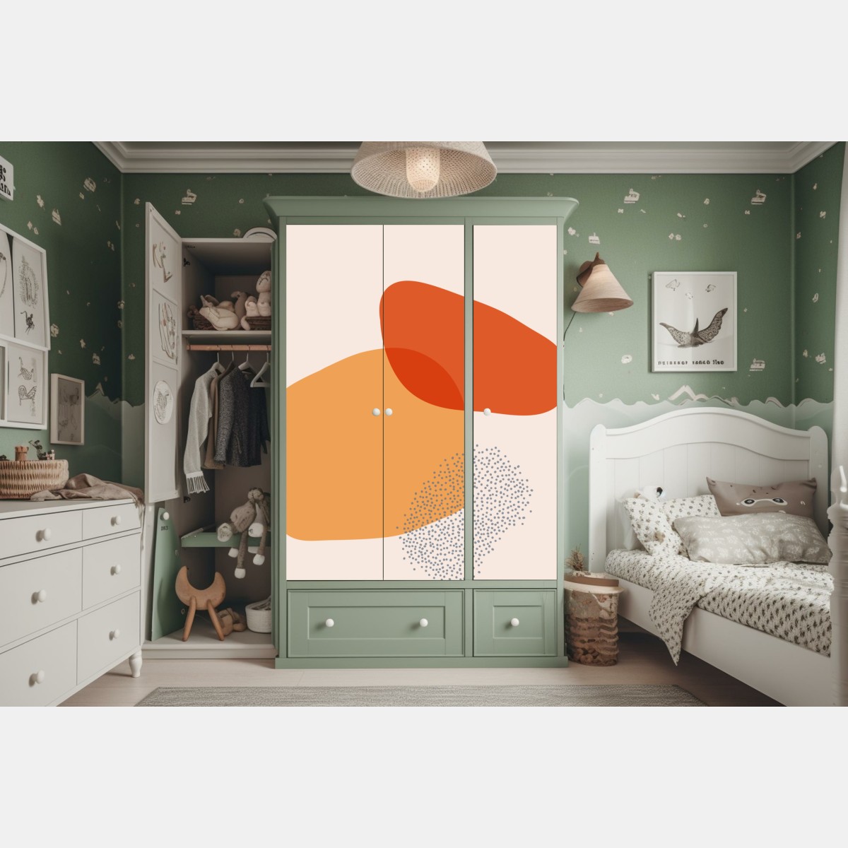 Schrankaufkleber warme abstrakte formen – Wallnifity® Schrankaufkleber warme abstrakte formen – Wallnifity®