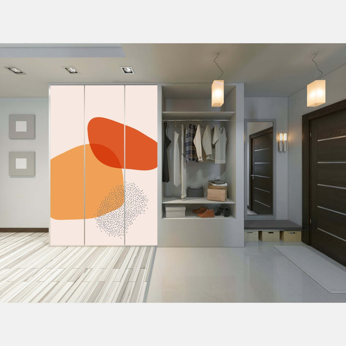 Schrankaufkleber warme abstrakte formen – Wallnifity® Schrankaufkleber warme abstrakte formen – Wallnifity®