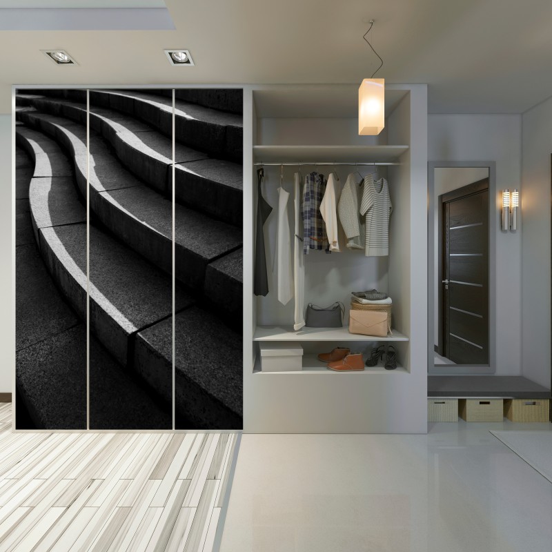 Schrankaufkleber geschwungene betontreppe im schatten – Wallnifity® Schrankaufkleber geschwungene betontreppe im schatten – Wallnifity®