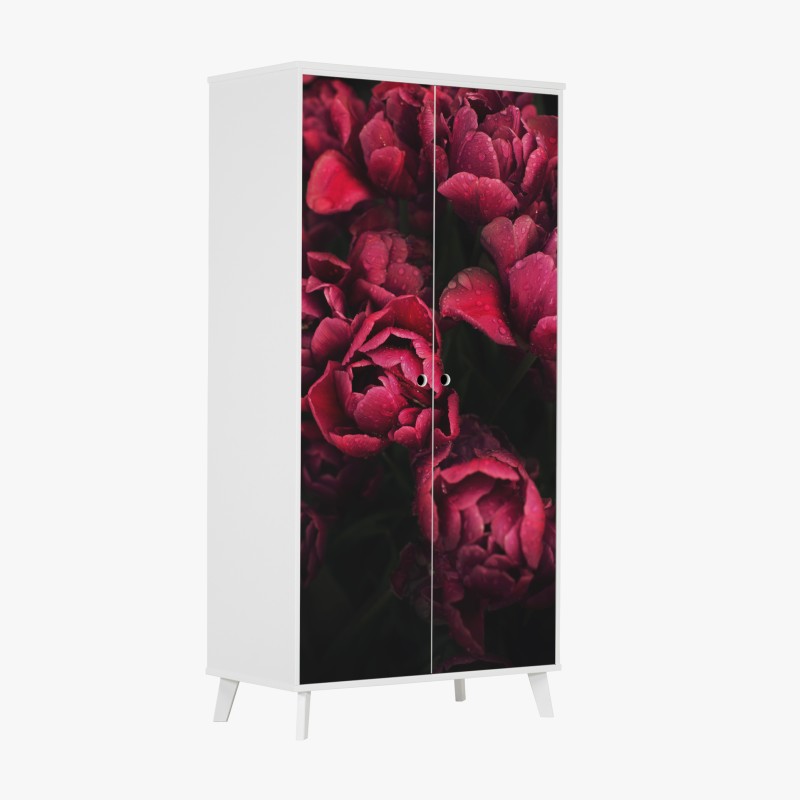 Schrankaufkleber botanische linienzeichnung mit blumen – Wallnifity®