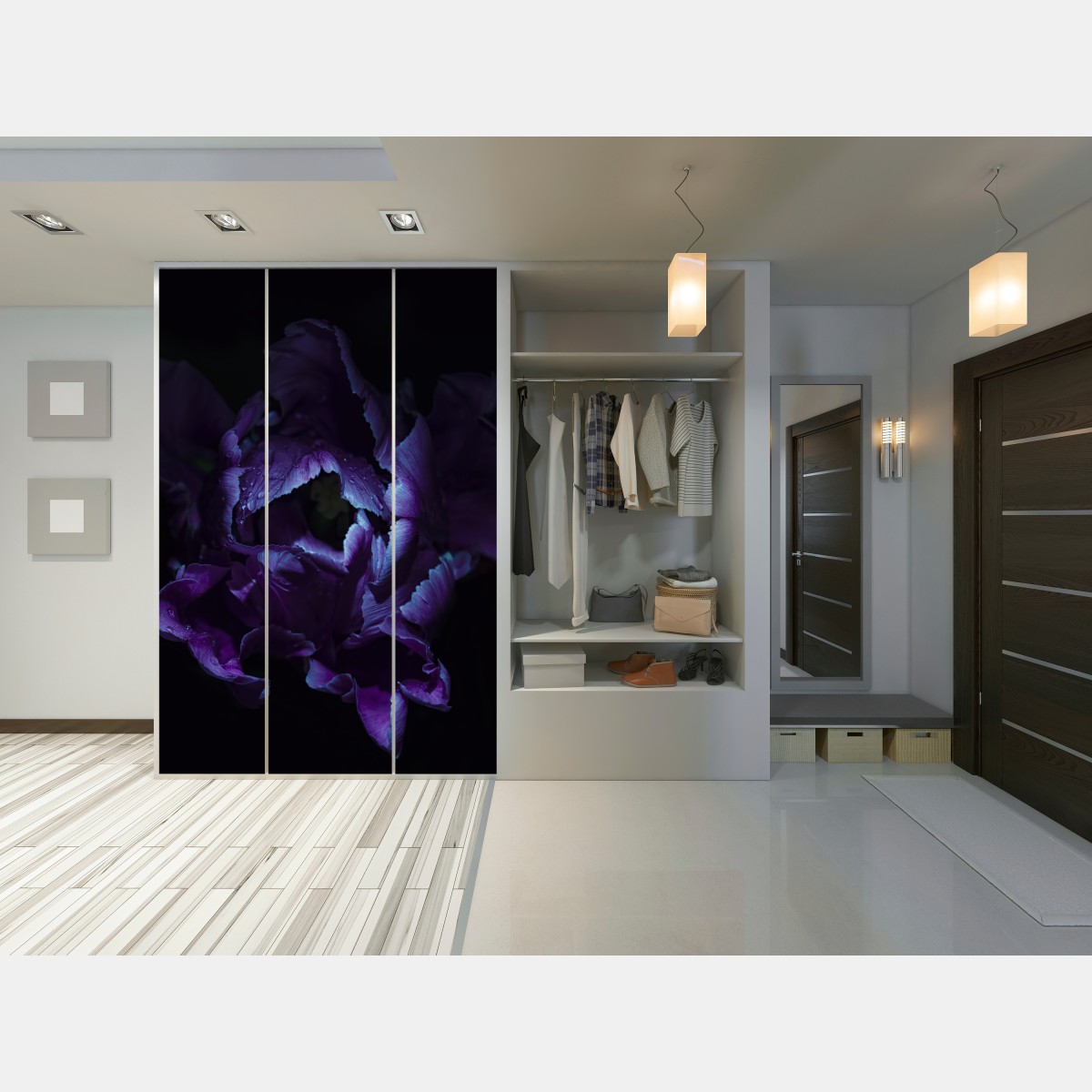 Schrankaufkleber lila tulpe im ultravioletten licht – Wallnifity® Schrankaufkleber lila tulpe im ultravioletten licht – Wallnifity®