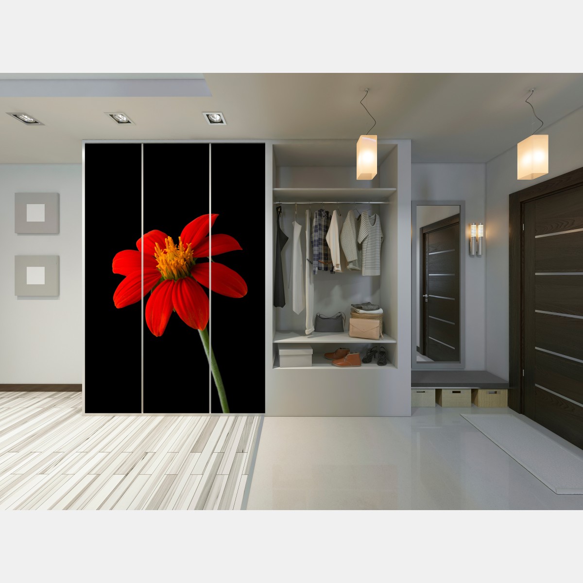 Schrankaufkleber leuchtende mexikanische sonnenblume auf schwarzem hintergrund – Wallnifity®