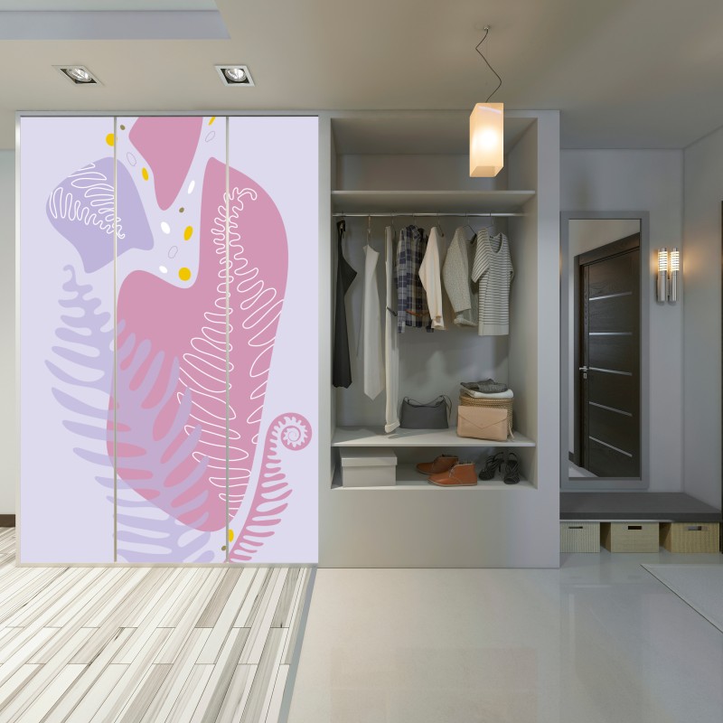 Schrankaufkleber zarte pastell-botanische abstraktion – Wallnifity® Schrankaufkleber zarte pastell-botanische abstraktion – Wallnifity®