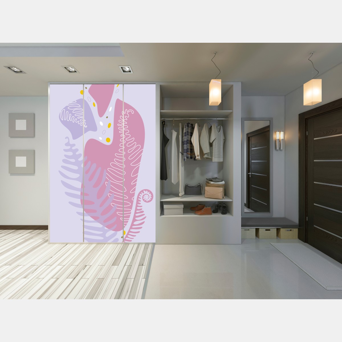 Schrankaufkleber zarte pastell-botanische abstraktion – Wallnifity® Schrankaufkleber zarte pastell-botanische abstraktion – Wallnifity®