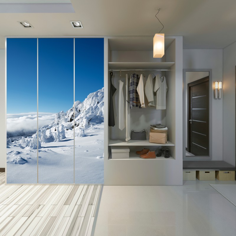 Schrankaufkleber ruhige verschneite berglandschaft – Wallnifity® Schrankaufkleber ruhige verschneite berglandschaft – Wallnifity®