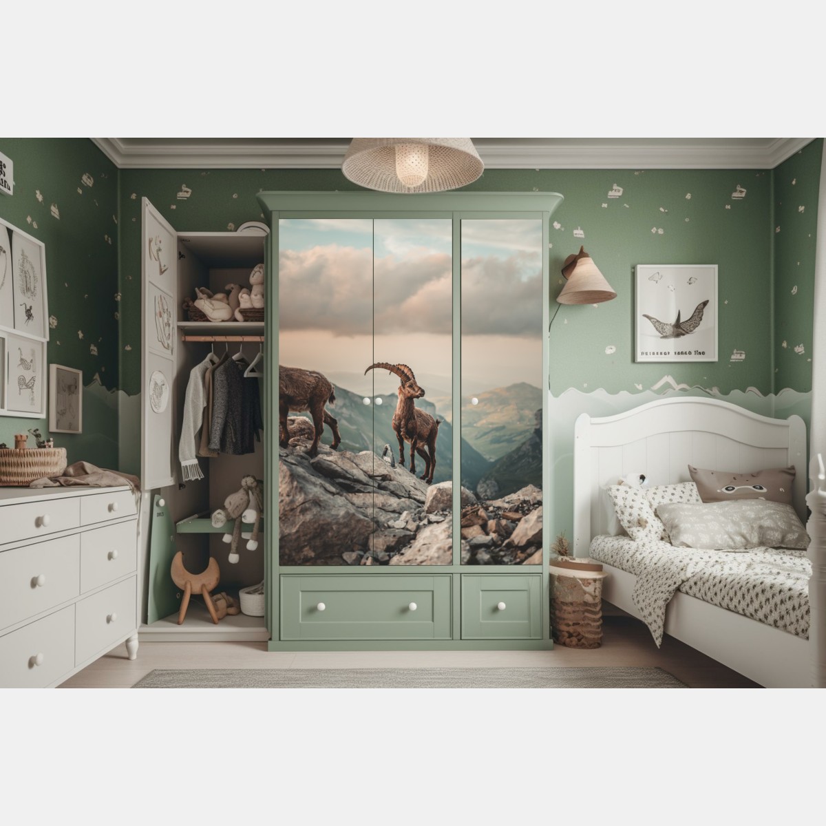 Schrankaufkleber alpensteinbock auf felsigem kamm – Wallnifity® Schrankaufkleber alpensteinbock auf felsigem kamm – Wallnifity®