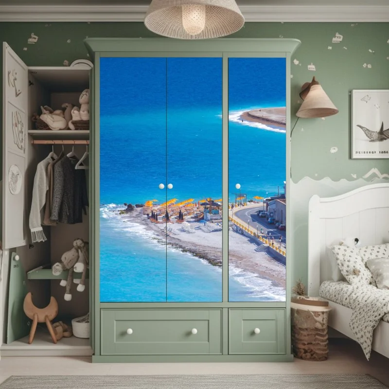 Schrankaufkleber ruhiger monochromer see mit reflexionen – Wallnifity®