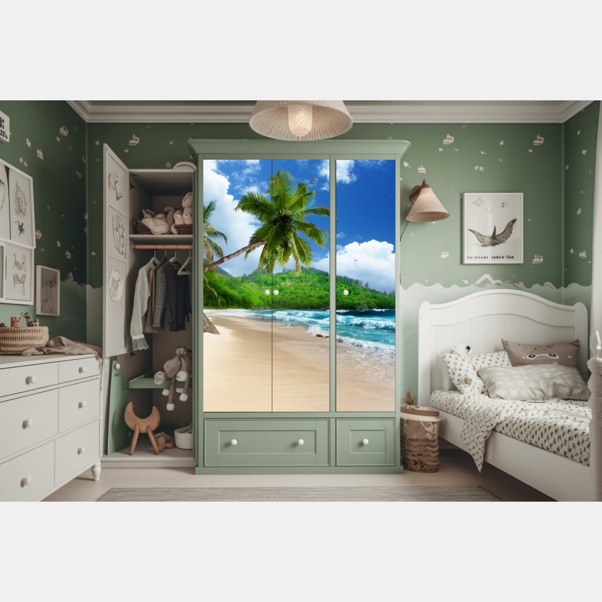 Schrankaufkleber ruhiger tropischer strand auf Mahe, Seychellen – Wallnifity® Schrankaufkleber ruhiger tropischer strand auf Mahe, Seychellen – Wallnifity®