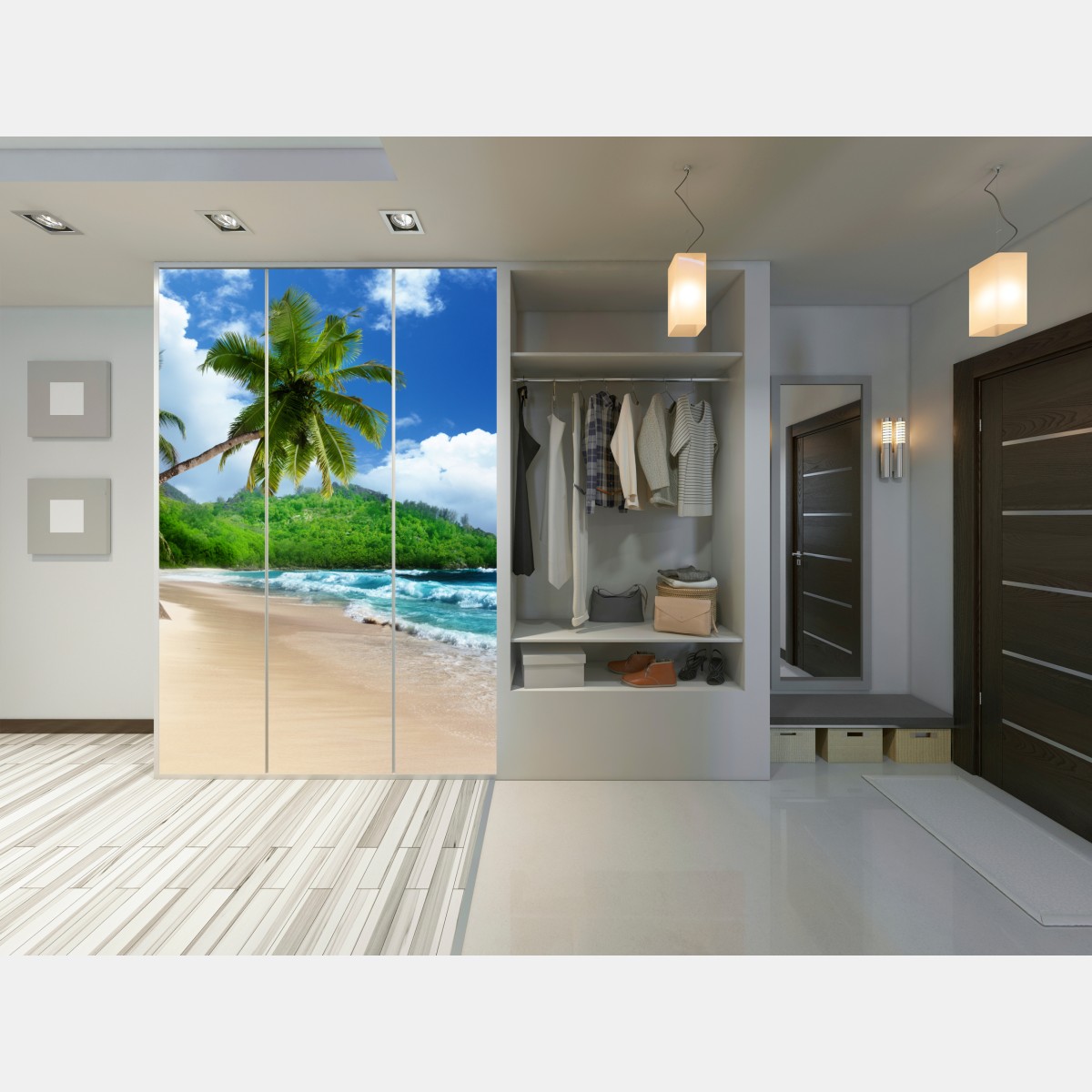 Schrankaufkleber ruhiger tropischer strand auf Mahe, Seychellen – Wallnifity® Schrankaufkleber ruhiger tropischer strand auf Mahe, Seychellen – Wallnifity®