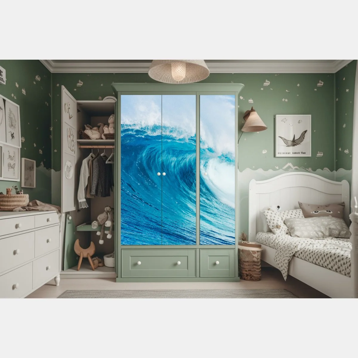 Schrankaufkleber majestätische blaue ozeanwelle – Wallnifity® Schrankaufkleber majestätische blaue ozeanwelle – Wallnifity®