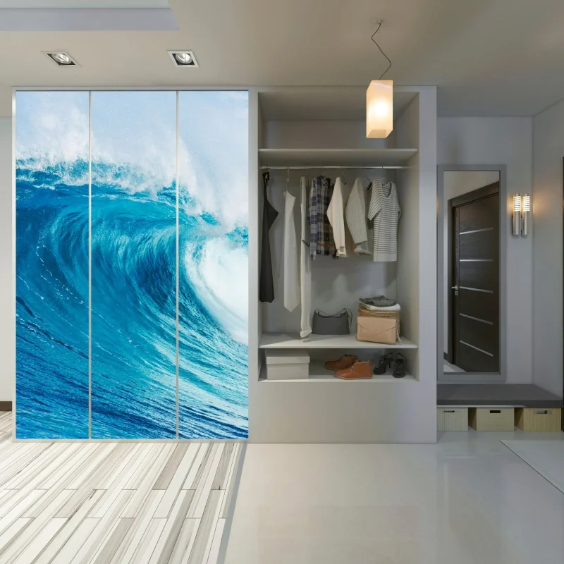 Schrankaufkleber majestätische blaue ozeanwelle – Wallnifity® Schrankaufkleber majestätische blaue ozeanwelle – Wallnifity®