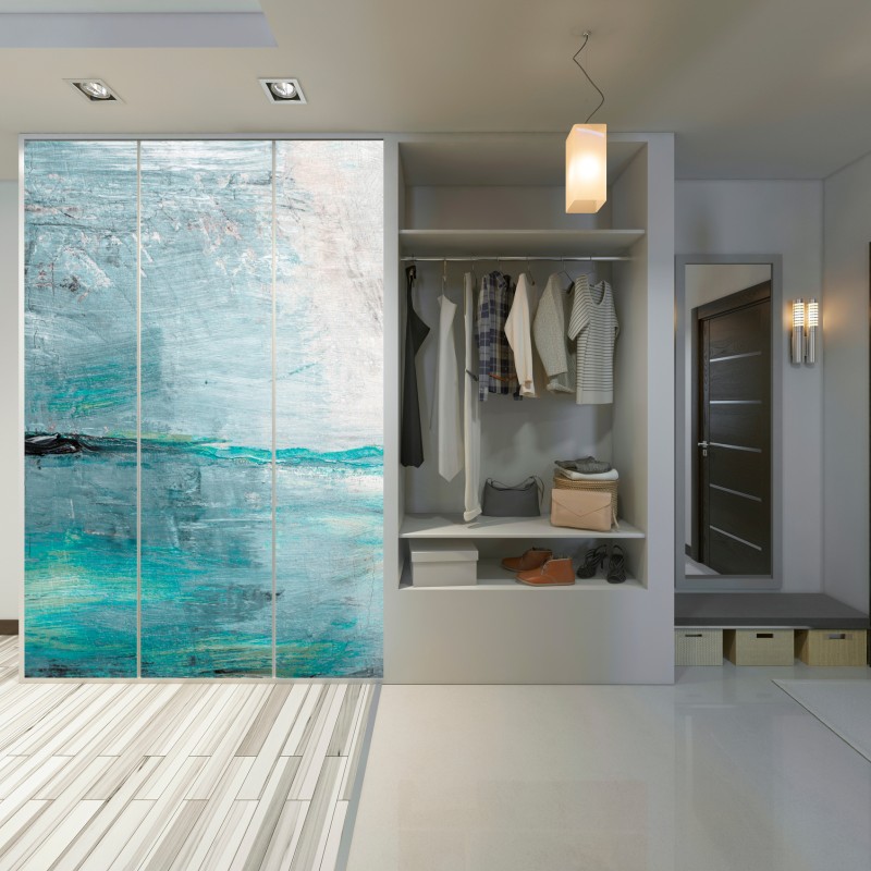 Schrankaufkleber ruhige türkise abstrakte meereslandschaft – Wallnifity® Schrankaufkleber ruhige türkise abstrakte meereslandschaft – Wallnifity®