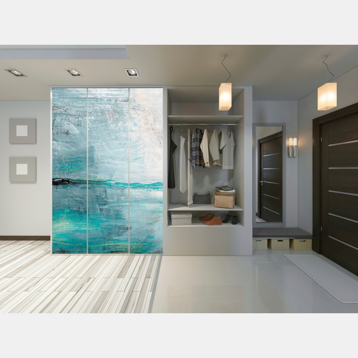 Schrankaufkleber ruhige türkise abstrakte meereslandschaft – Wallnifity® Schrankaufkleber ruhige türkise abstrakte meereslandschaft – Wallnifity®