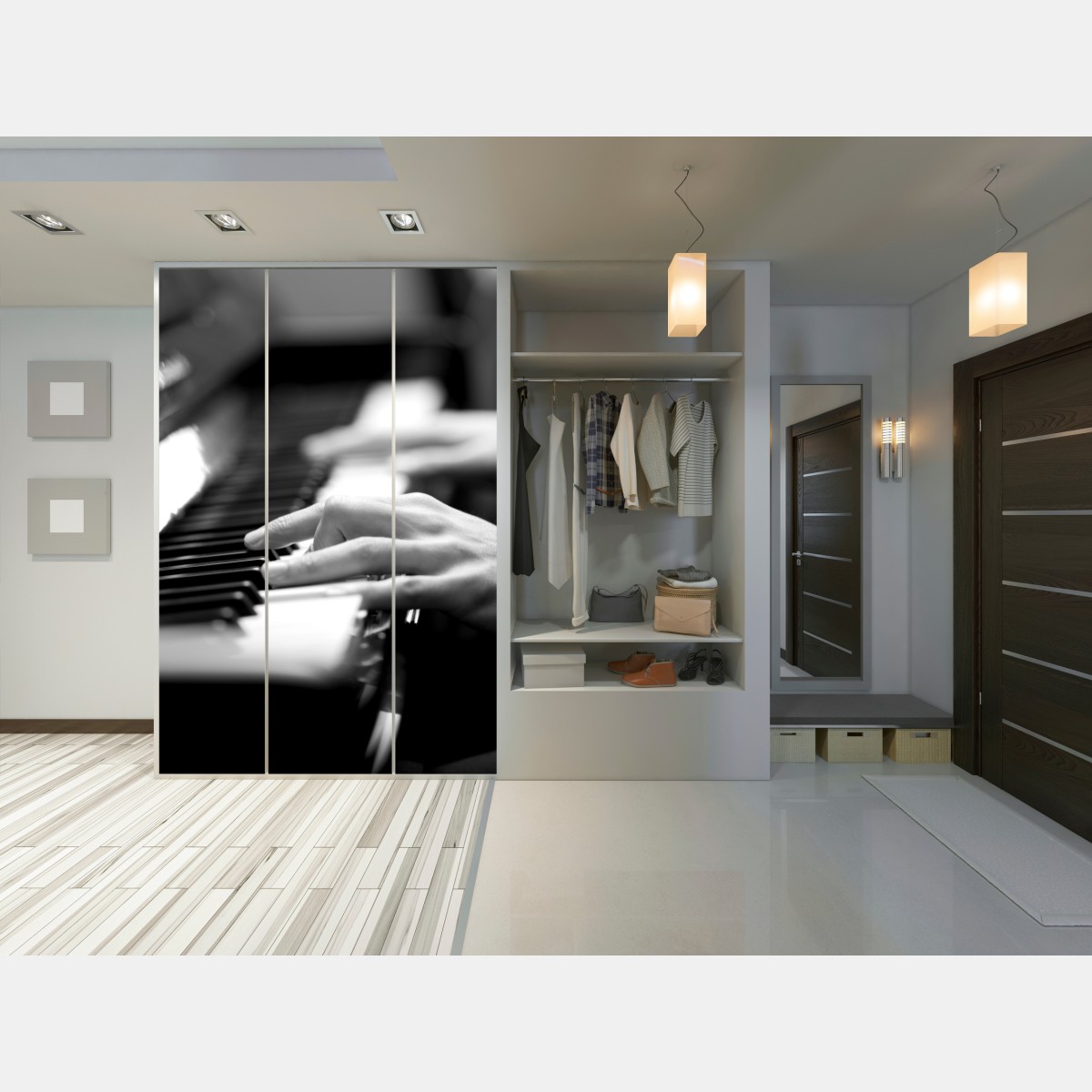 Schrankaufkleber intime hände auf klaviertasten in monochrom – Wallnifity® Schrankaufkleber intime hände auf klaviertasten in monochrom – Wallnifity®