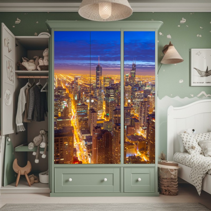 Schrankaufkleber skyline von Dubai bei dämmerung – Wallnifity®