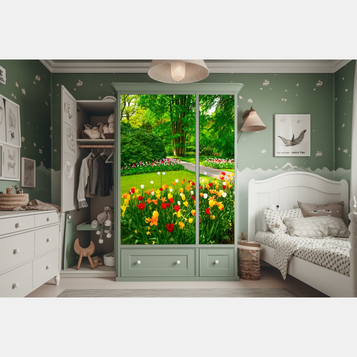 Schrankaufkleber lebendiger tulpengarten in Keukenhof – Wallnifity® Schrankaufkleber lebendiger tulpengarten in Keukenhof – Wallnifity®