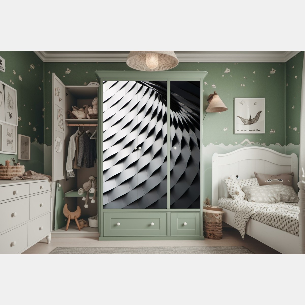 Schrankaufkleber monochromes geometrisches metallmuster – Wallnifity® Schrankaufkleber monochromes geometrisches metallmuster – Wallnifity®