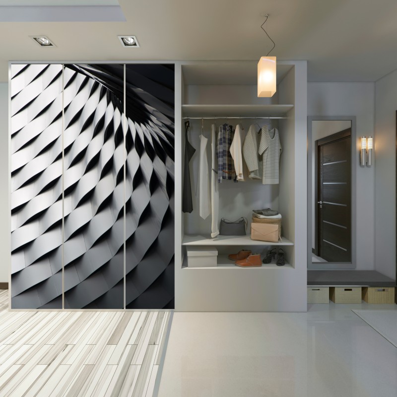 Schrankaufkleber monochromes geometrisches metallmuster – Wallnifity® Schrankaufkleber monochromes geometrisches metallmuster – Wallnifity®