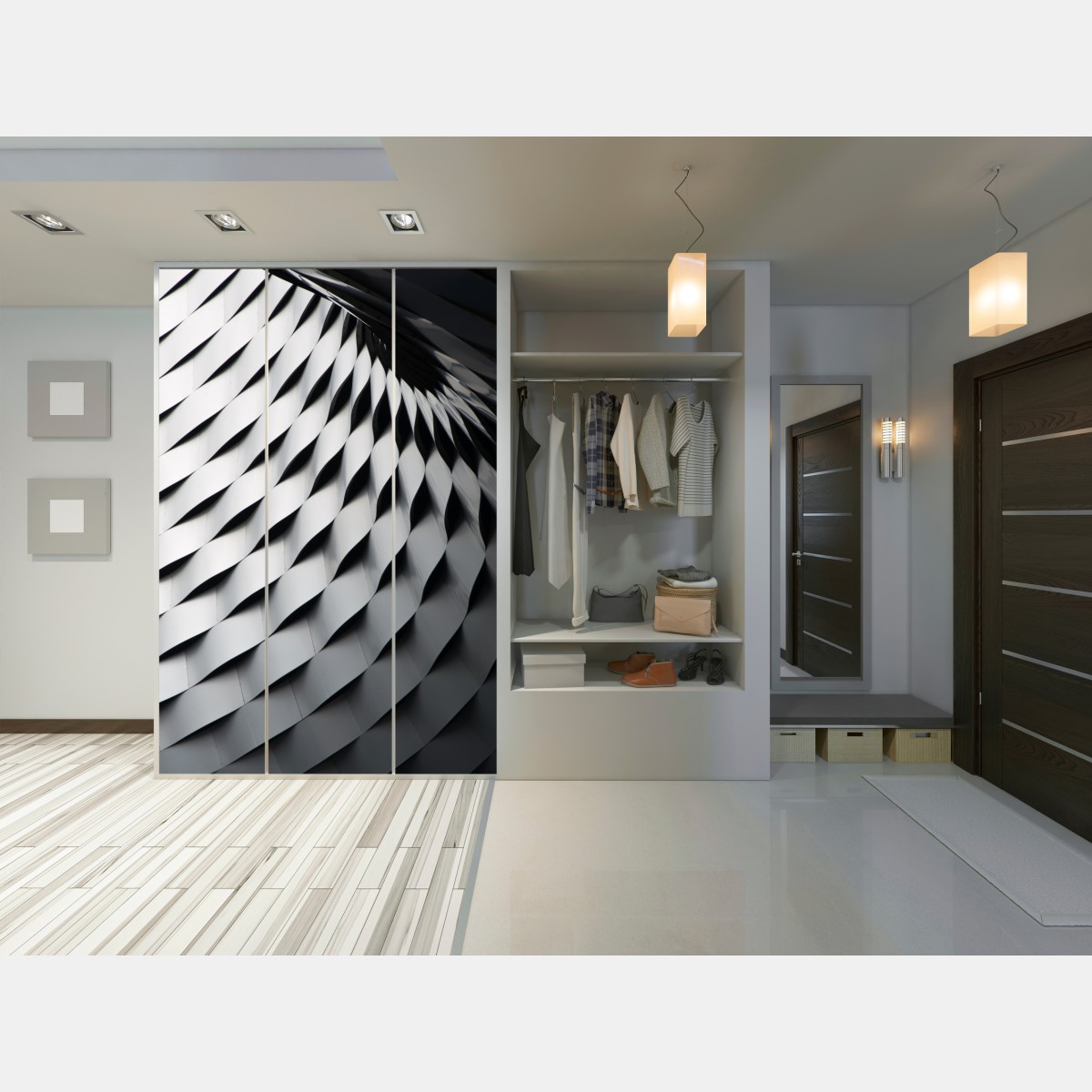 Schrankaufkleber monochromes geometrisches metallmuster – Wallnifity® Schrankaufkleber monochromes geometrisches metallmuster – Wallnifity®