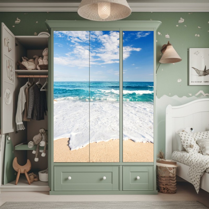 Schrankaufkleber Eiffelturm am Champ de Mars, lebendige pariser skyline – Wallnifity®