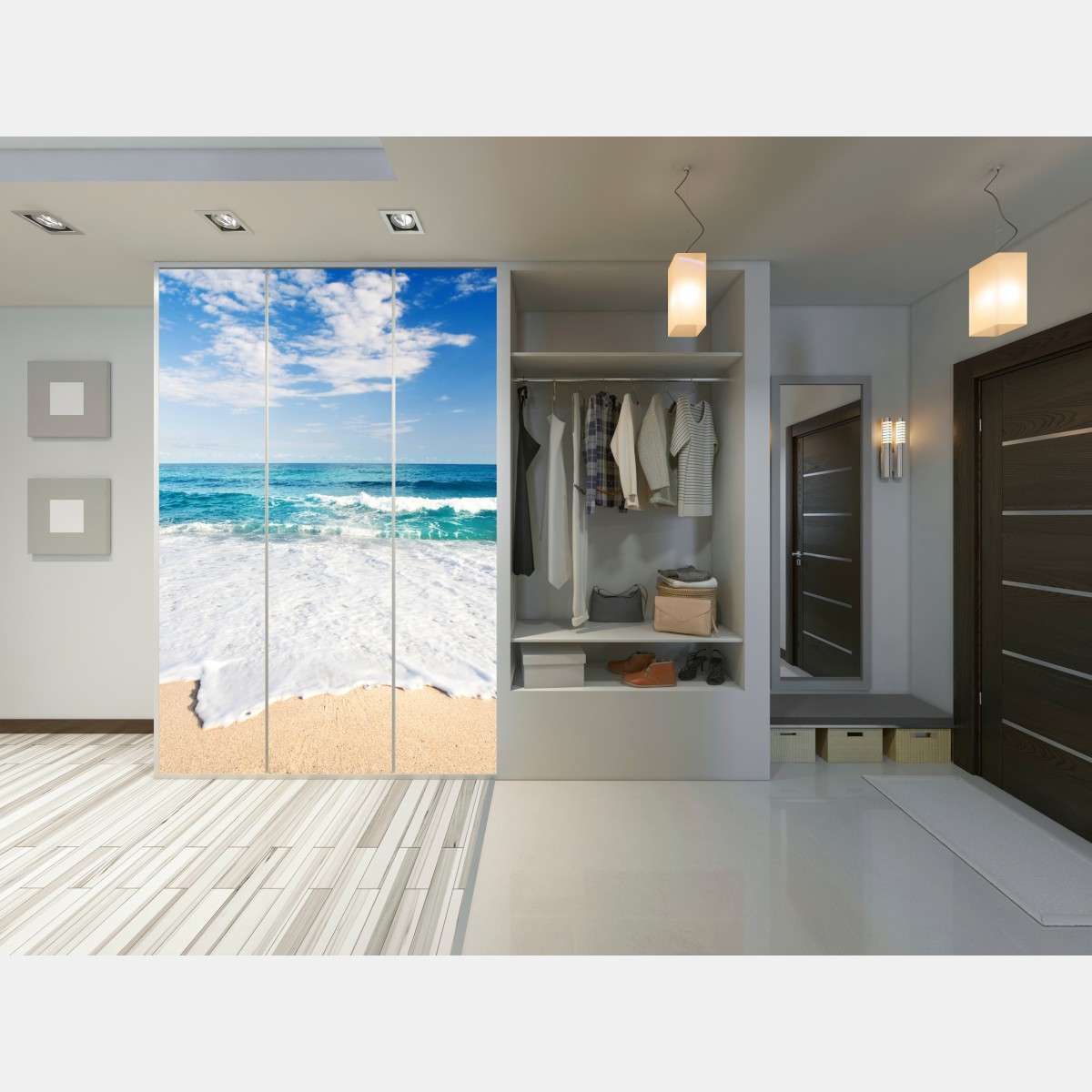 Schrankaufkleber türkisfarbene wellen am sandstrand – Wallnifity® Schrankaufkleber türkisfarbene wellen am sandstrand – Wallnifity®