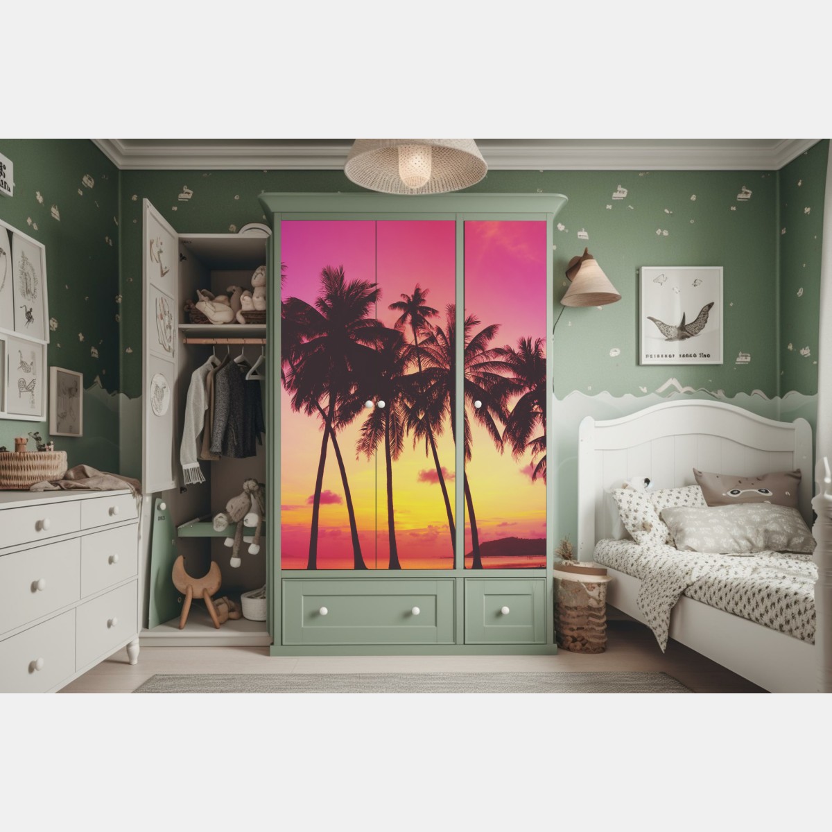 Schrankaufkleber tropischer sonnenuntergang mit palmen, Thailand – Wallnifity® Schrankaufkleber tropischer sonnenuntergang mit palmen, Thailand – Wallnifity®