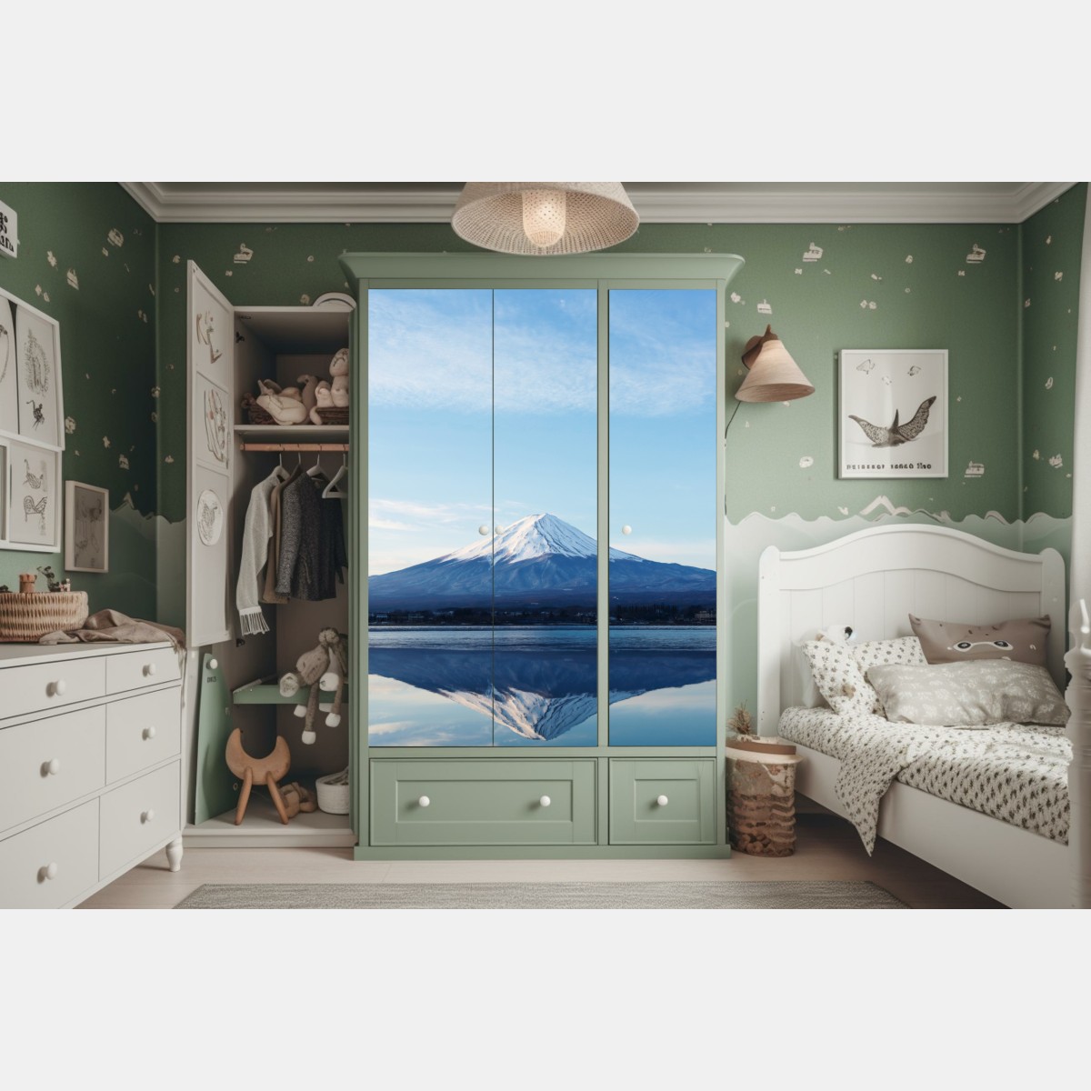 Schrankaufkleber berg Fuji spiegelung im see – Wallnifity® Schrankaufkleber berg Fuji spiegelung im see – Wallnifity®