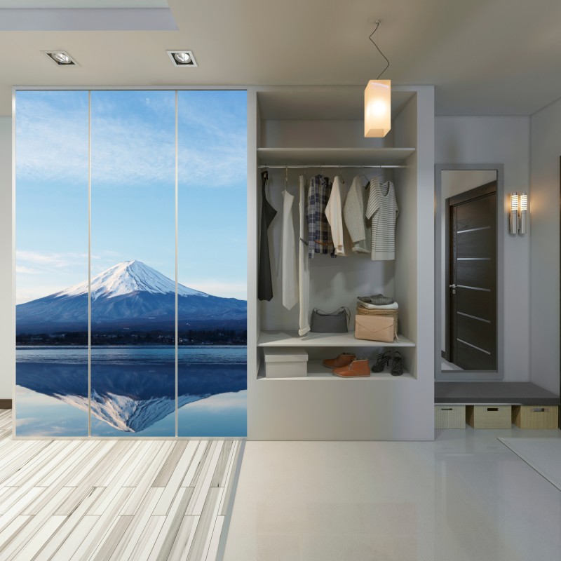 Schrankaufkleber berg Fuji spiegelung im see – Wallnifity® Schrankaufkleber berg Fuji spiegelung im see – Wallnifity®