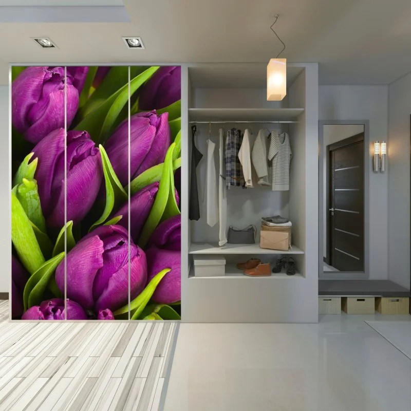 Schrankaufkleber lila tulpen im bukett – Wallnifity® Schrankaufkleber lila tulpen im bukett – Wallnifity®