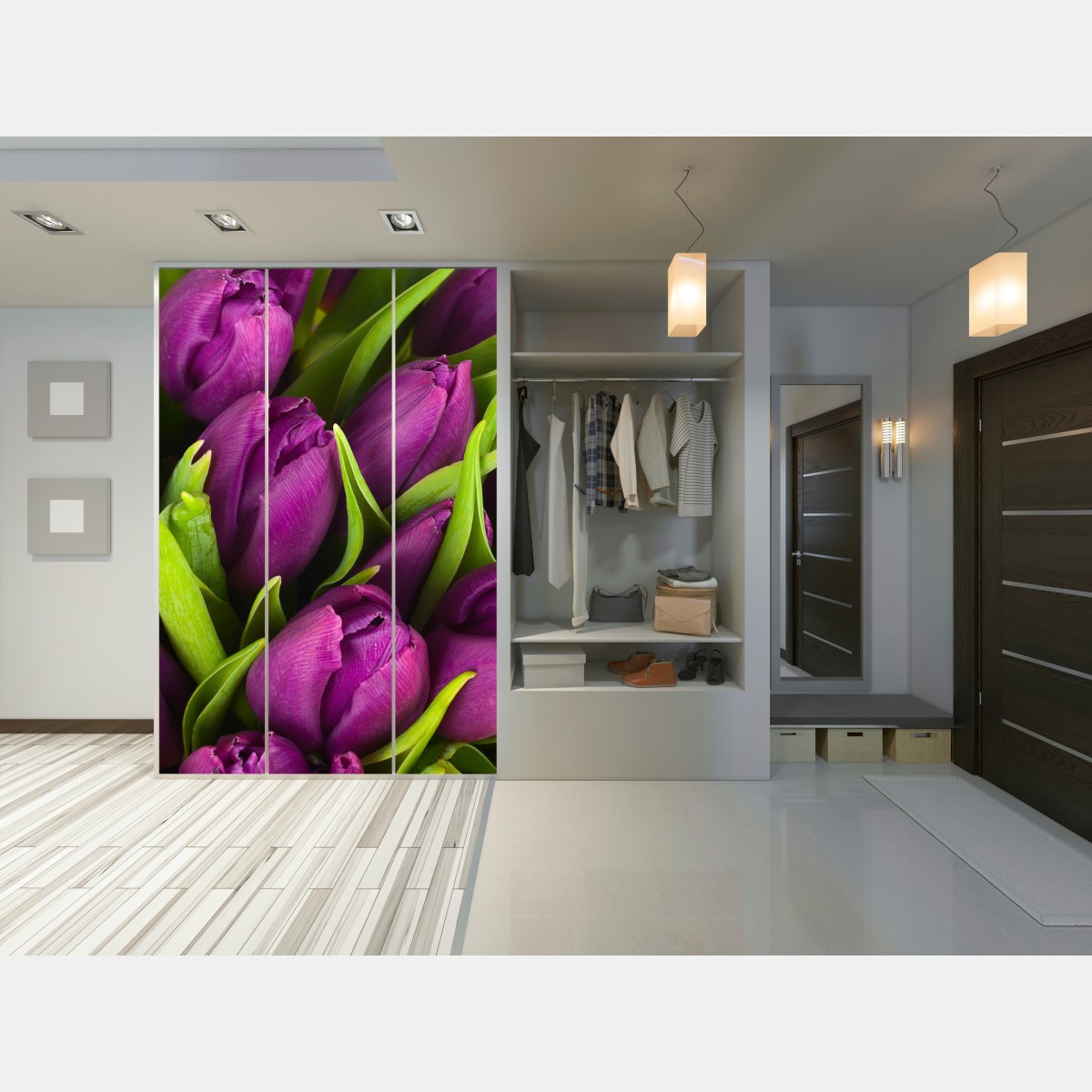 Schrankaufkleber lila tulpen im bukett – Wallnifity® Schrankaufkleber lila tulpen im bukett – Wallnifity®