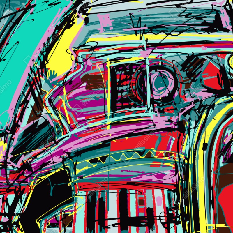 Schrankaufkleber lebhafte türkis abstrakte autokomposition – Wallnifity®