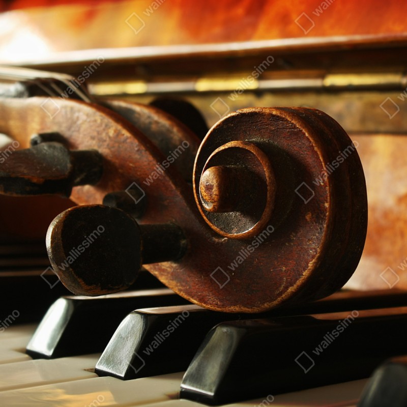 Schrankaufkleber vintage geigenkopf auf klaviertasten – Wallnifity® Schrankaufkleber vintage geigenkopf auf klaviertasten – Wallnifity®