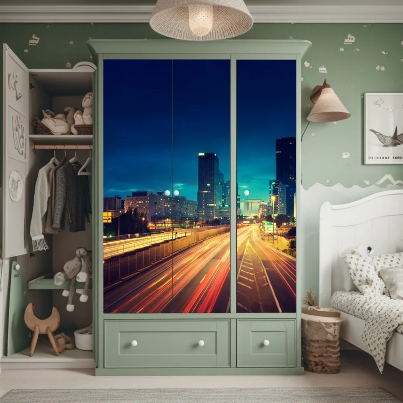 Schrankaufkleber La Défense skyline bei dämmerung – Wallnifity® Schrankaufkleber La Défense skyline bei dämmerung – Wallnifity®