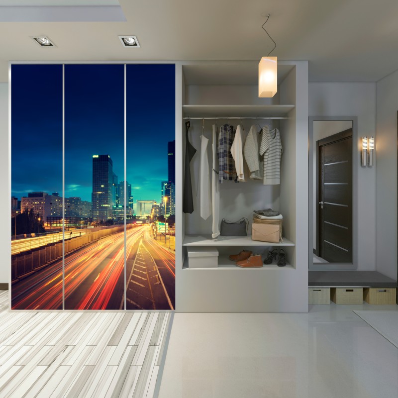 Schrankaufkleber La Défense skyline bei dämmerung – Wallnifity® Schrankaufkleber La Défense skyline bei dämmerung – Wallnifity®