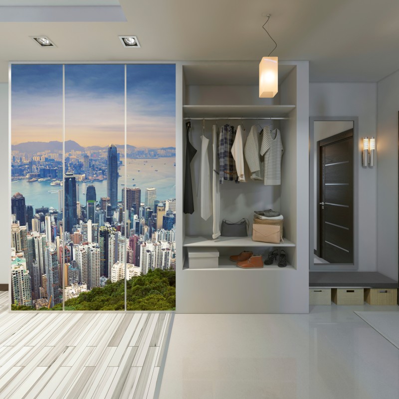 Schrankaufkleber Hong Kong stadtpanorama bei dämmerung – Wallnifity® Schrankaufkleber Hong Kong stadtpanorama bei dämmerung – Wallnifity®