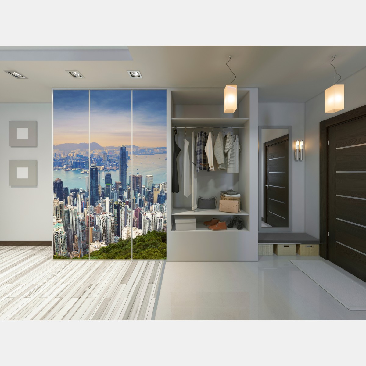 Schrankaufkleber Hong Kong stadtpanorama bei dämmerung – Wallnifity® Schrankaufkleber Hong Kong stadtpanorama bei dämmerung – Wallnifity®