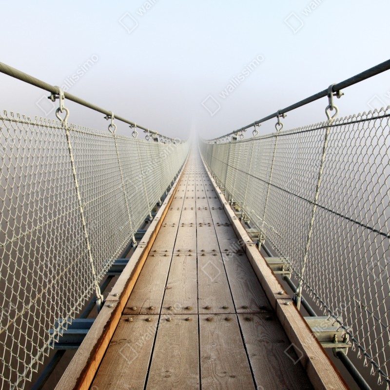 Schrankaufkleber neblige hängebrücke die in den nebel führt – Wallnifity® Schrankaufkleber neblige hängebrücke die in den nebel führt – Wallnifity®