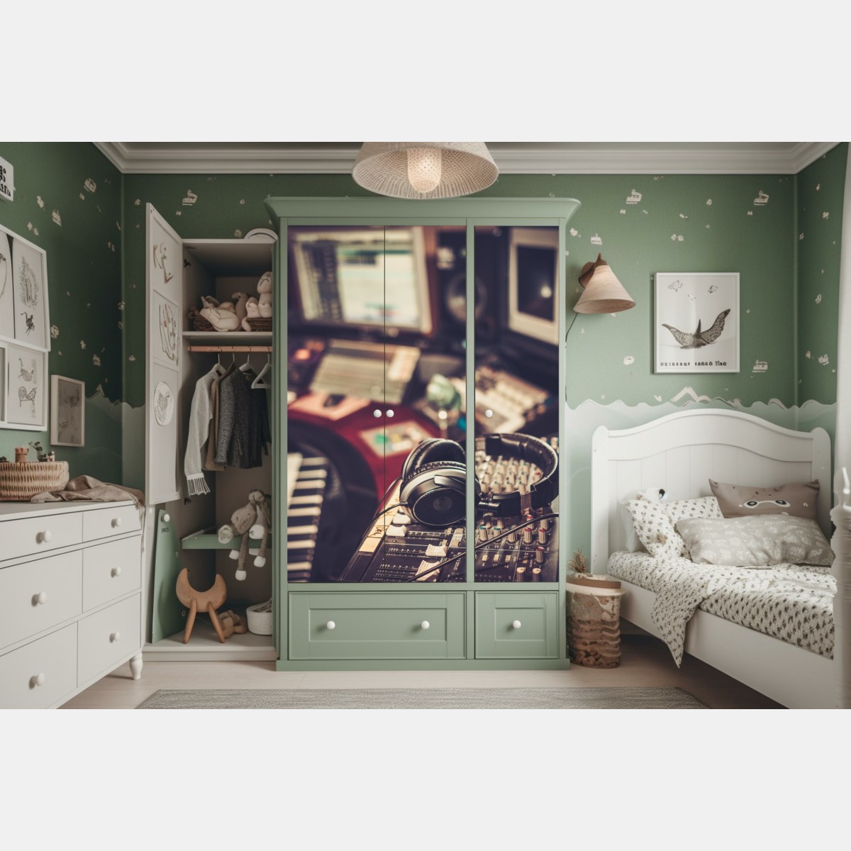 Schrankaufkleber vintage aufnahmestudio am mischpult – Wallnifity® Schrankaufkleber vintage aufnahmestudio am mischpult – Wallnifity®