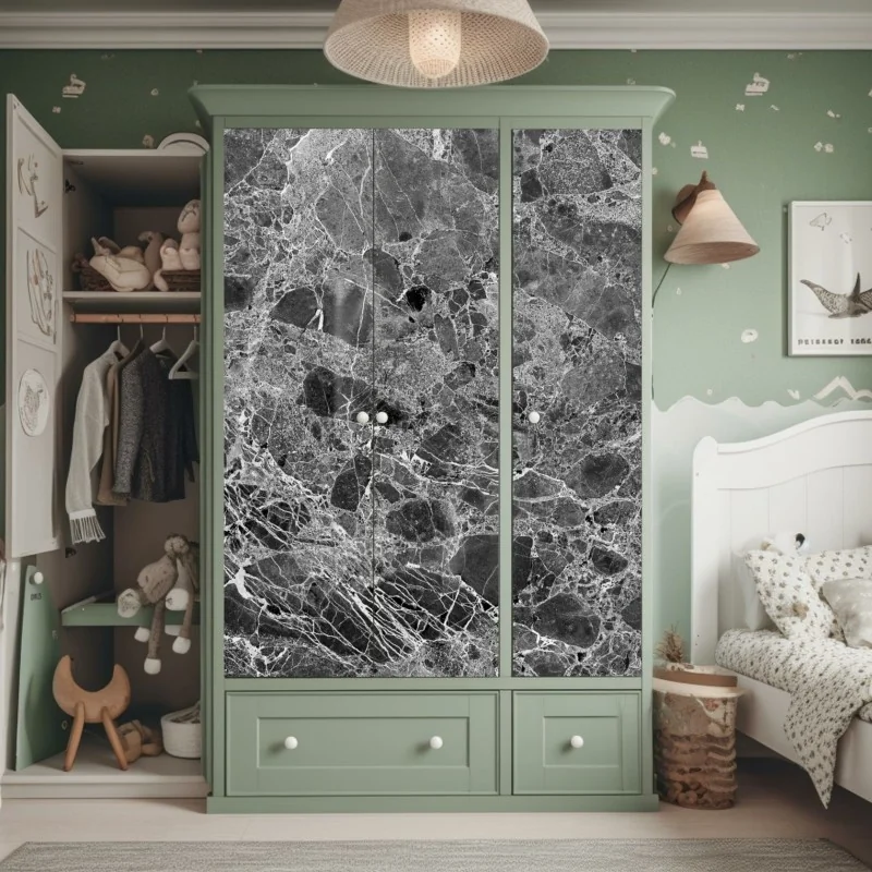 Schrankaufkleber monochrome marmortextur – Wallnifity®