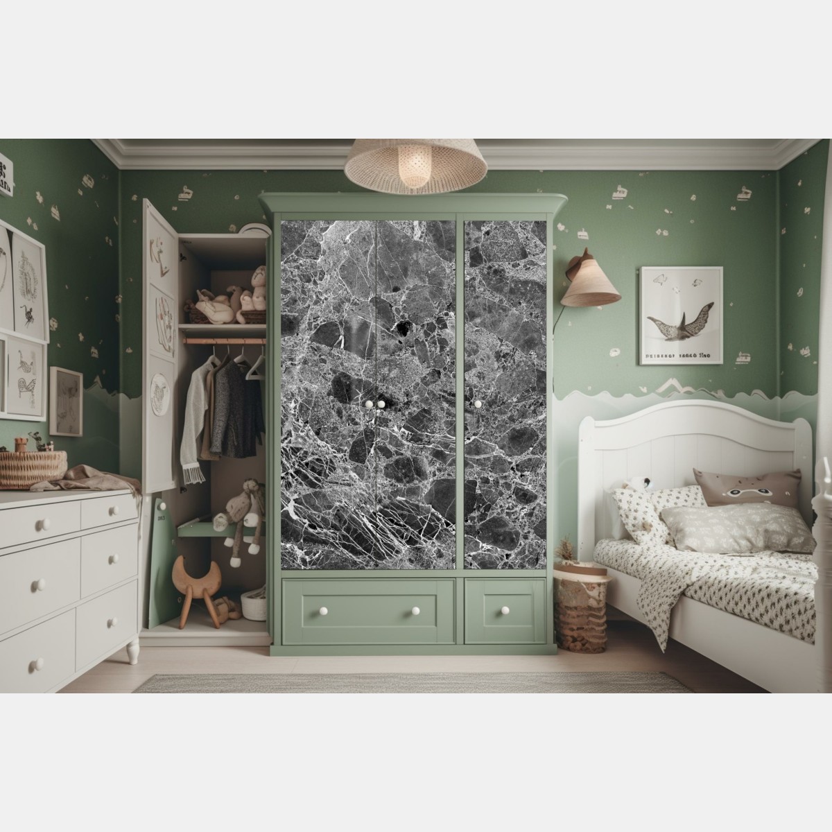 Schrankaufkleber monochrome marmortextur – Wallnifity®